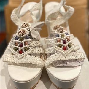 Size 10, bohemian platform wedges